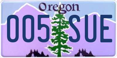 OR license plate 005SUE