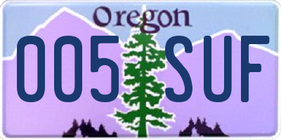 OR license plate 005SUF