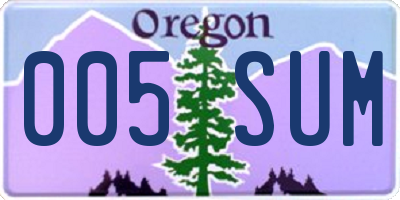OR license plate 005SUM