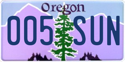 OR license plate 005SUN