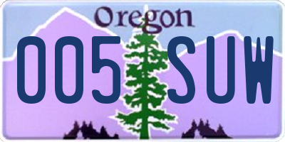 OR license plate 005SUW