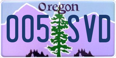 OR license plate 005SVD