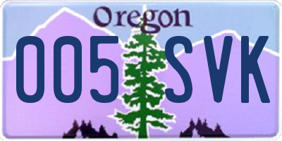OR license plate 005SVK