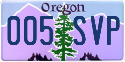 OR license plate 005SVP