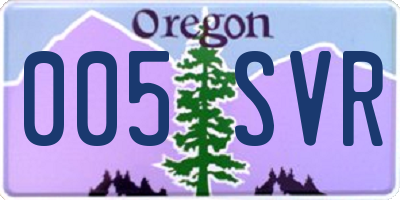 OR license plate 005SVR