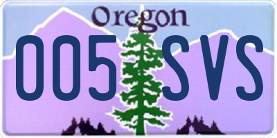 OR license plate 005SVS