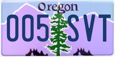 OR license plate 005SVT