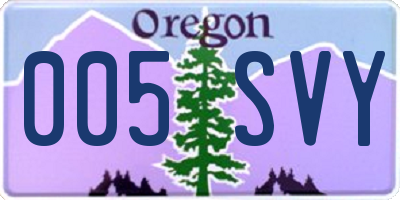 OR license plate 005SVY