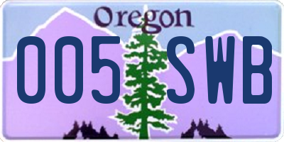 OR license plate 005SWB