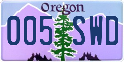 OR license plate 005SWD