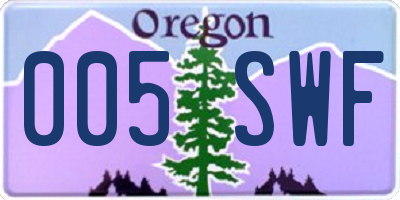 OR license plate 005SWF