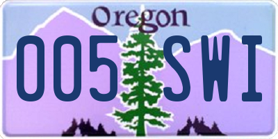 OR license plate 005SWI