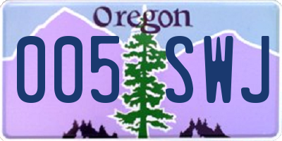 OR license plate 005SWJ