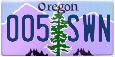 OR license plate 005SWN