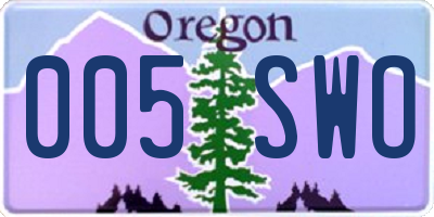 OR license plate 005SWO