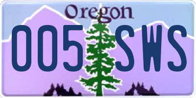 OR license plate 005SWS