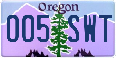 OR license plate 005SWT
