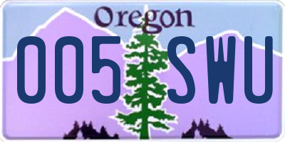 OR license plate 005SWU