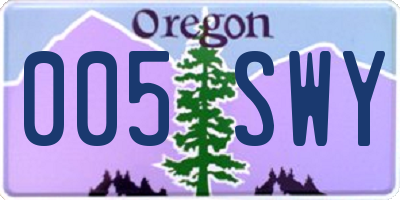 OR license plate 005SWY