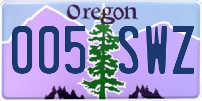 OR license plate 005SWZ