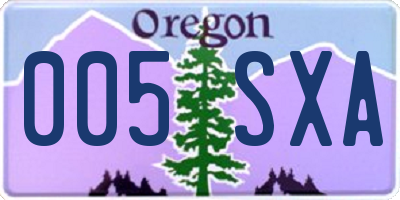 OR license plate 005SXA