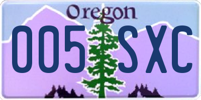 OR license plate 005SXC