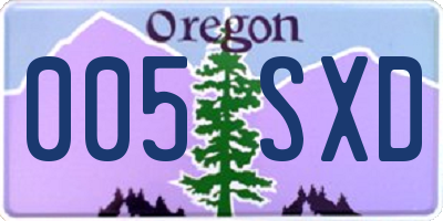 OR license plate 005SXD