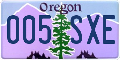 OR license plate 005SXE
