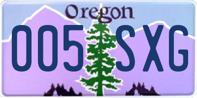 OR license plate 005SXG