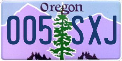 OR license plate 005SXJ