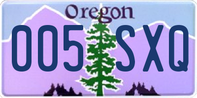 OR license plate 005SXQ