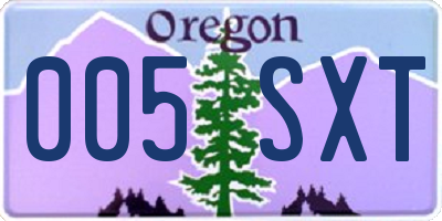 OR license plate 005SXT