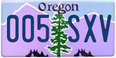 OR license plate 005SXV