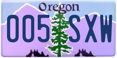 OR license plate 005SXW