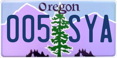 OR license plate 005SYA