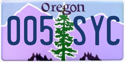 OR license plate 005SYC