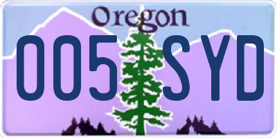 OR license plate 005SYD
