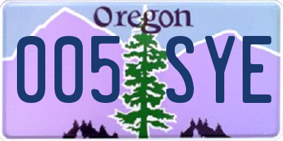 OR license plate 005SYE
