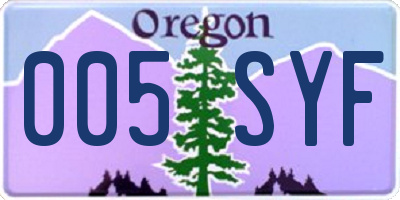 OR license plate 005SYF