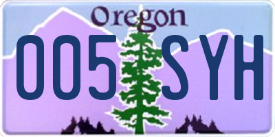 OR license plate 005SYH