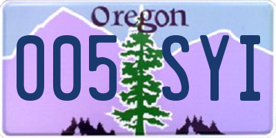OR license plate 005SYI