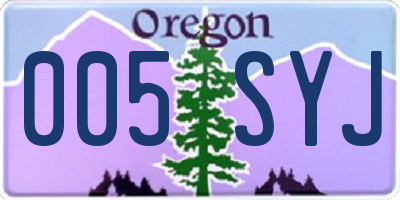 OR license plate 005SYJ