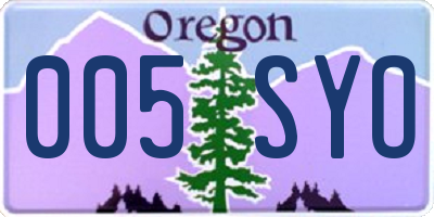 OR license plate 005SYO