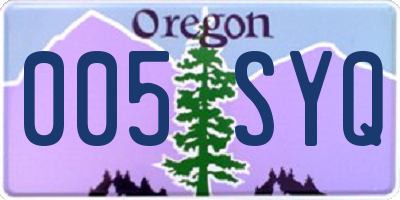 OR license plate 005SYQ