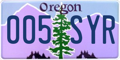 OR license plate 005SYR