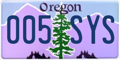 OR license plate 005SYS