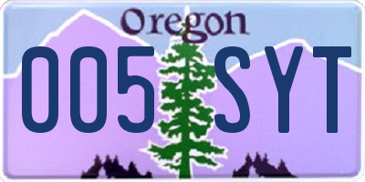 OR license plate 005SYT