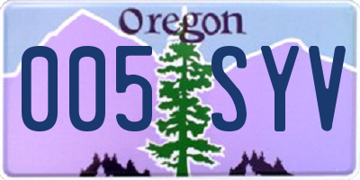 OR license plate 005SYV