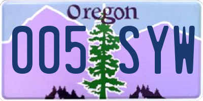 OR license plate 005SYW