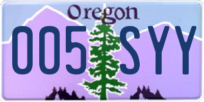 OR license plate 005SYY